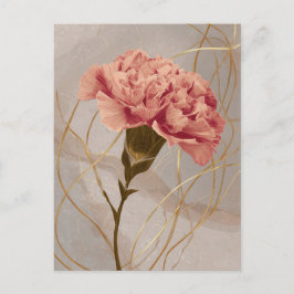 Rosa Nejlikas Blommor Guld Vykort
