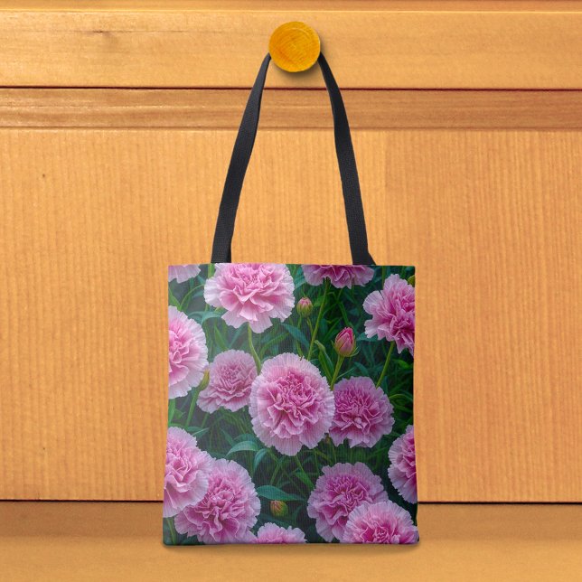 Rosa Nejlikor Bild Nr 2 Toteväska Tygkasse (Tote bag with pink carnations)