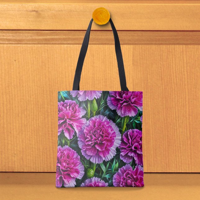 Rosa Nejlikor Bild Nr 3 Tote Bag Tygkasse (Tote bag with pink carnations)