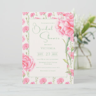 Rosa Nejlikor Blommig Bröllopsfestinladan Inbjudningar