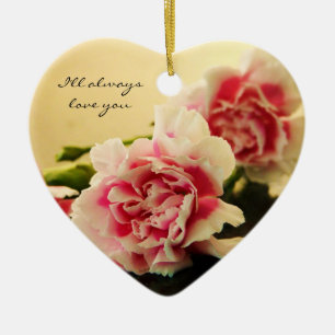 Rosa nejlikor julgransprydnad keramik