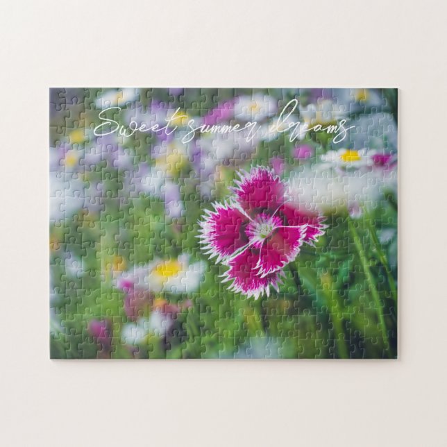 Rosa nejlikor med daisy pussel (Horisontell)