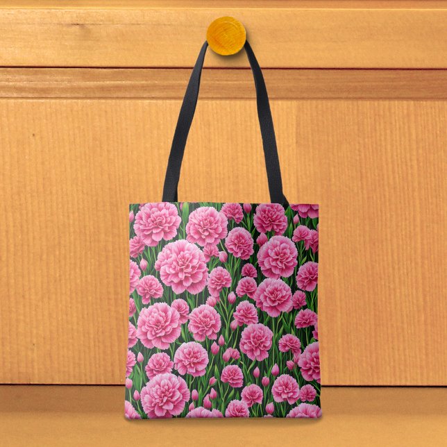 Rosa Nejlikor Toteväska Tygkasse (Tote bag with pink carnations)