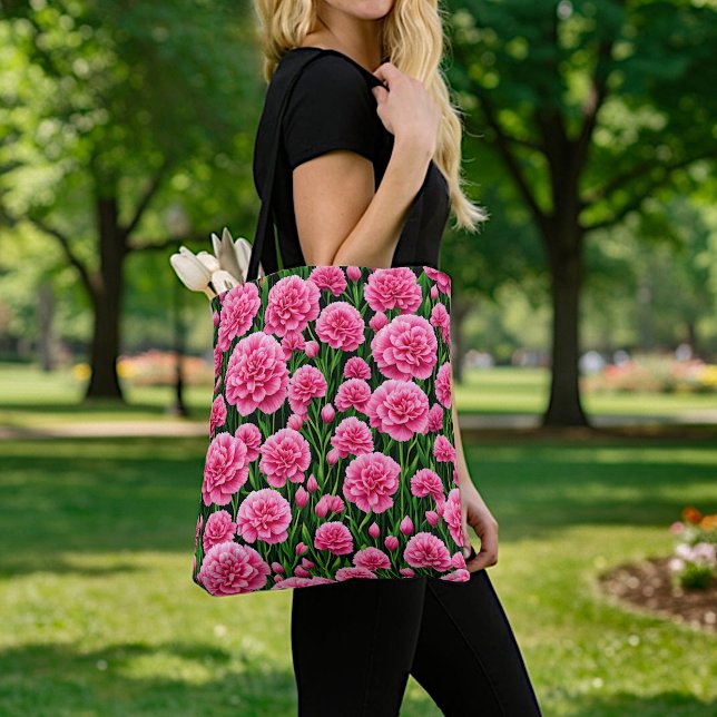 Rosa Nejlikor Toteväska Tygkasse (Skapare uppladdad)