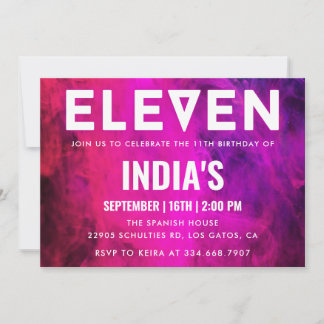Rosa Neon 11-årsdagen Inbjudningar