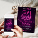 Rosa Neon 21:a födelsedagen Party Låt oss Glow Cra Inbjudningar<br><div class="desc">Designat för vår Rosa Neon Birthday-inbjudningar har anpassadets inbjudningskort all färgad,  dekoration och lila bakgrund. Matchande objekt är tillgängliga.</div>