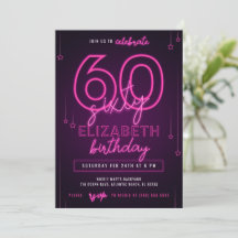 Rosa Neon 60:e Födelsedagsfesten Låt oss Glow Craz