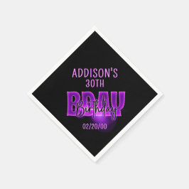 Rosa Neon Birthday Pappersservett