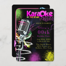 Rosa Neon Black Karaoke 00:e Födelsedagsfesten