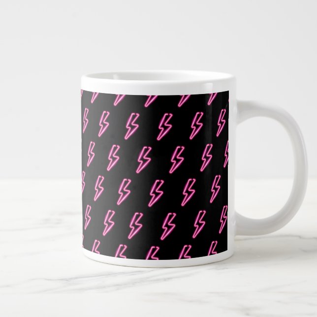 Rosa Neon Blixt Bult Mönster Jumbo Mugg (Höger)