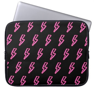 Rosa Neon Blixt Bult Mönster Laptop Fodral