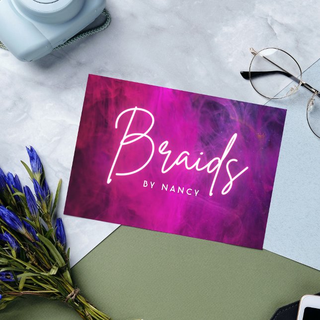 Rosa Neon Braids Visitkort (Skapare uppladdad)
