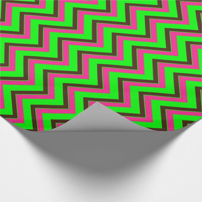 Rosa-Neon-Brown-Coll-CHEVRON-07-GIFT WRAP PAPER Presentpapper (Hörn)