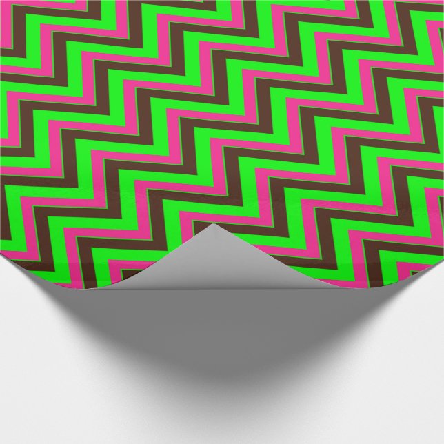 Rosa-Neon-Brown-Coll-CHEVRON-15-GIFT WRAP PAPER Presentpapper (Hörn)