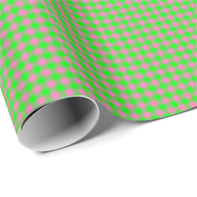 Rosa-Neon-Brown-Coll-GINGHAM-10-GIFT WRAP PAPER Presentpapper (Rullad Hörn)