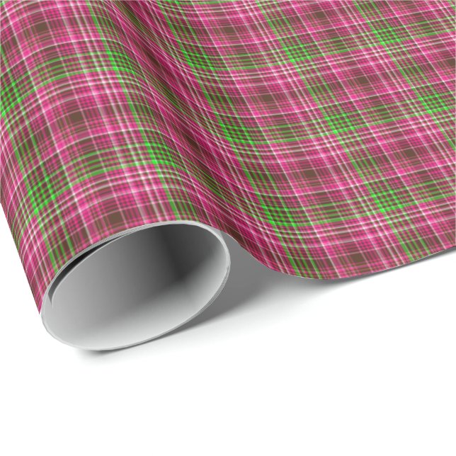 Rosa-Neon-Brown-Coll-PLAID-01-GIFT WRAP PAPER Presentpapper (Rullad Hörn)