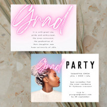 Rosa Neon Elegant Ombre Grad Photo Party