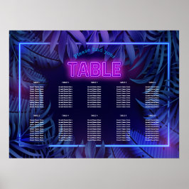 Rosa Neon Glow Birthday nedladdningsbart sittdiagr Poster