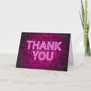 Rosa Neon Glow Black Brick Wall Tack Kort