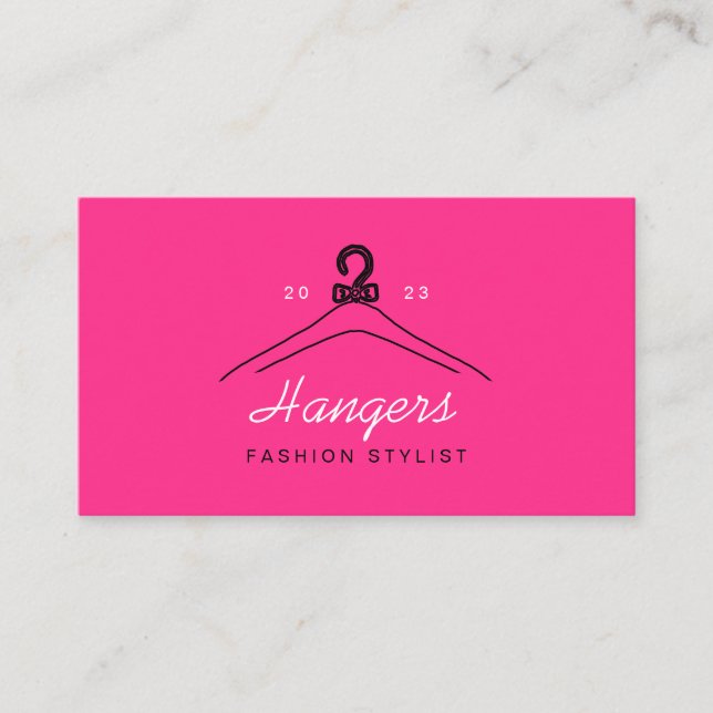 Rosa Neon Hanger Mode Stylist Visitkort (Framsida)