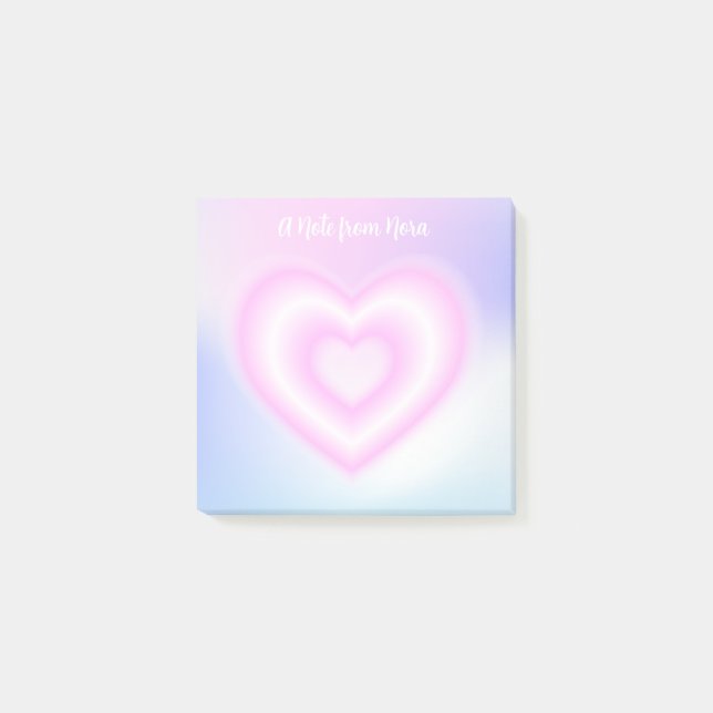 Rosa Neon Heart-form Post-it Block (Framsida)