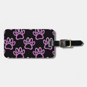 Rosa Neon Hund Paw Skriv ut Bagagebricka