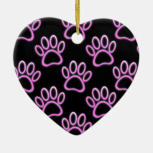 Rosa Neon Hund Paw Skriv ut Julgransprydnad Keramik