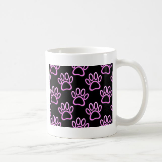 Rosa Neon Hund Paw Skriv ut Kaffemugg (Höger)