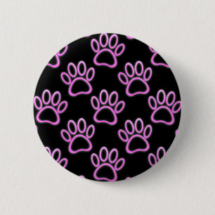 Rosa Neon Hund Paw Skriv ut Knapp