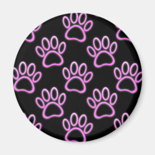 Rosa Neon Hund Paw Skriv ut Magnet