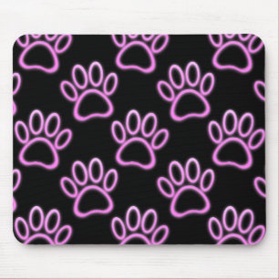 Rosa Neon Hund Paw Skriv ut Musmatta