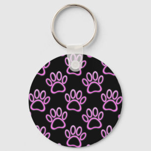 Rosa Neon Hund Paw Skriv ut Nyckelring