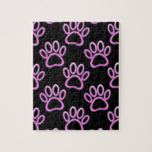 Rosa Neon Hund Paw Skriv ut Pussel