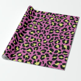 Rosa Neon Leopard Skriv ut Papprare Presentpapper