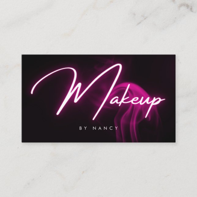 Rosa neon makeup-manus typografi visitkort (Framsida)