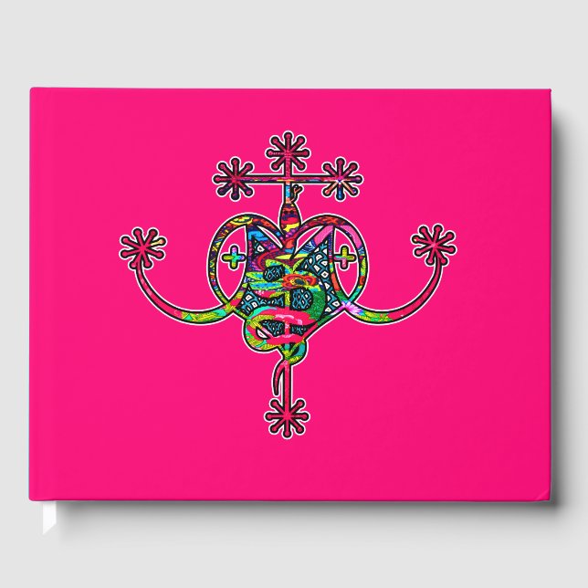 Rosa Neon Marie Laveau Veve Sigil Gästböcker (Framsida)