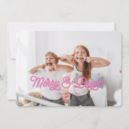Rosa Neon Merry & Bright-julkort Inbjudningar