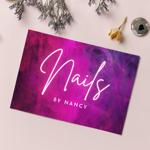 Rosa Neon Nail Artist Nagel Tech Visitkort