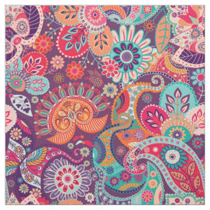 Rosa neon Paisley blommönster Tyg