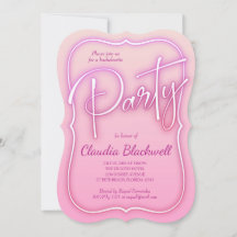 Rosa Neon Party-inbjudan