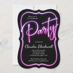 Rosa Neon Party-inbjudan Inbjudningar