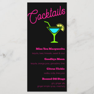 Rosa Neon Sign Cocktails Meny