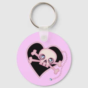 Rosa Neon Skull Nyckelring