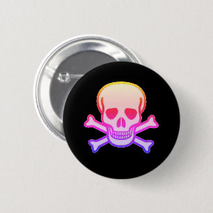 Rosa Neon Skull svart knapp