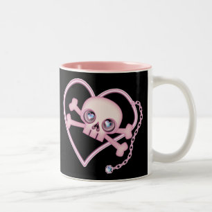 Rosa Neon Skull Två-Tonad Mugg