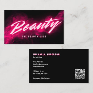 Rosa Neon & Smoke Lash Tech QR-kod & Sociala medie Visitkort