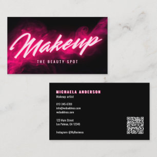 Rosa Neon & Smoke Lash Tech QR-kod & Sociala medie Visitkort