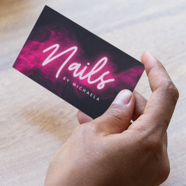 Rosa Neon & Smoke Nail Salon/tekniker Visitkort