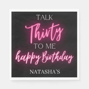 Rosa Neon Talk 30 till mig 30års födelsedag Party Pappersservett