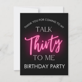 Rosa Neon Talk 30 till mig 30års födelsedag Party Tack Kort